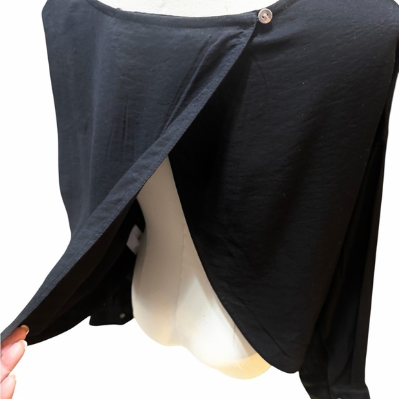 NWT Madewell Long Sleeve Crop Tulip Back Elegant Black Women's Top Small - Picture 6 of 12